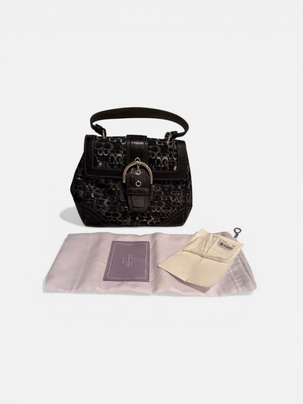 Coach Mini Signature Optic Buckle Satchel 7.5–8” wide × 5–6” tall. NWT Y2K - Picture 4 of 5